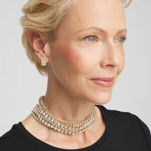 NWT CHICO'S Multistrand Crystal Choker Necklace.